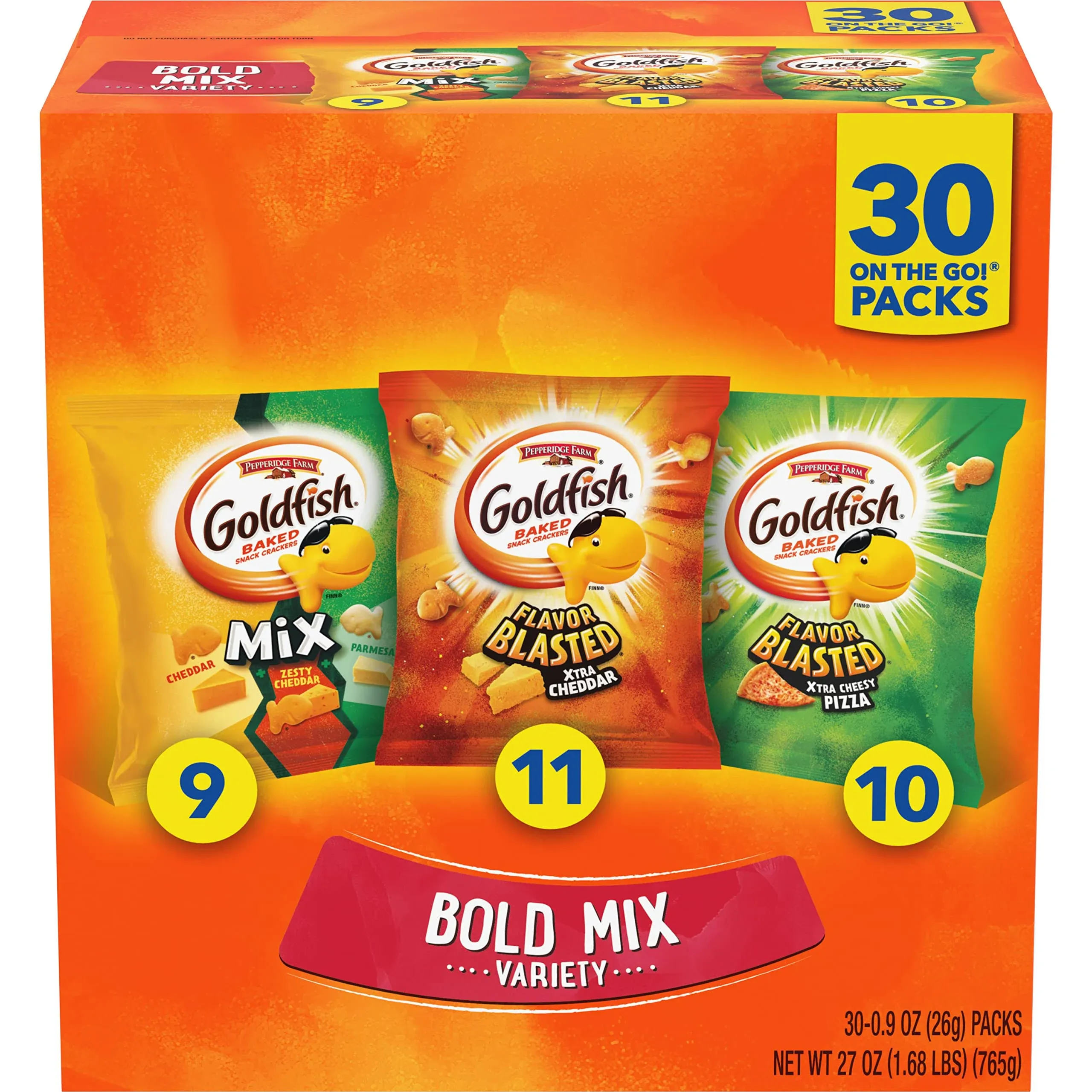 Goldfish Baked Snack Crackers Bold Mix Variety 30 Packs