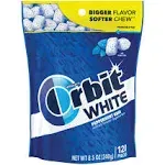 Orbit Gum White Peppermint Sugar Free Chewing Gum, 8.5 Ounces Resealable Bag 120 Pieces (8 Pack)