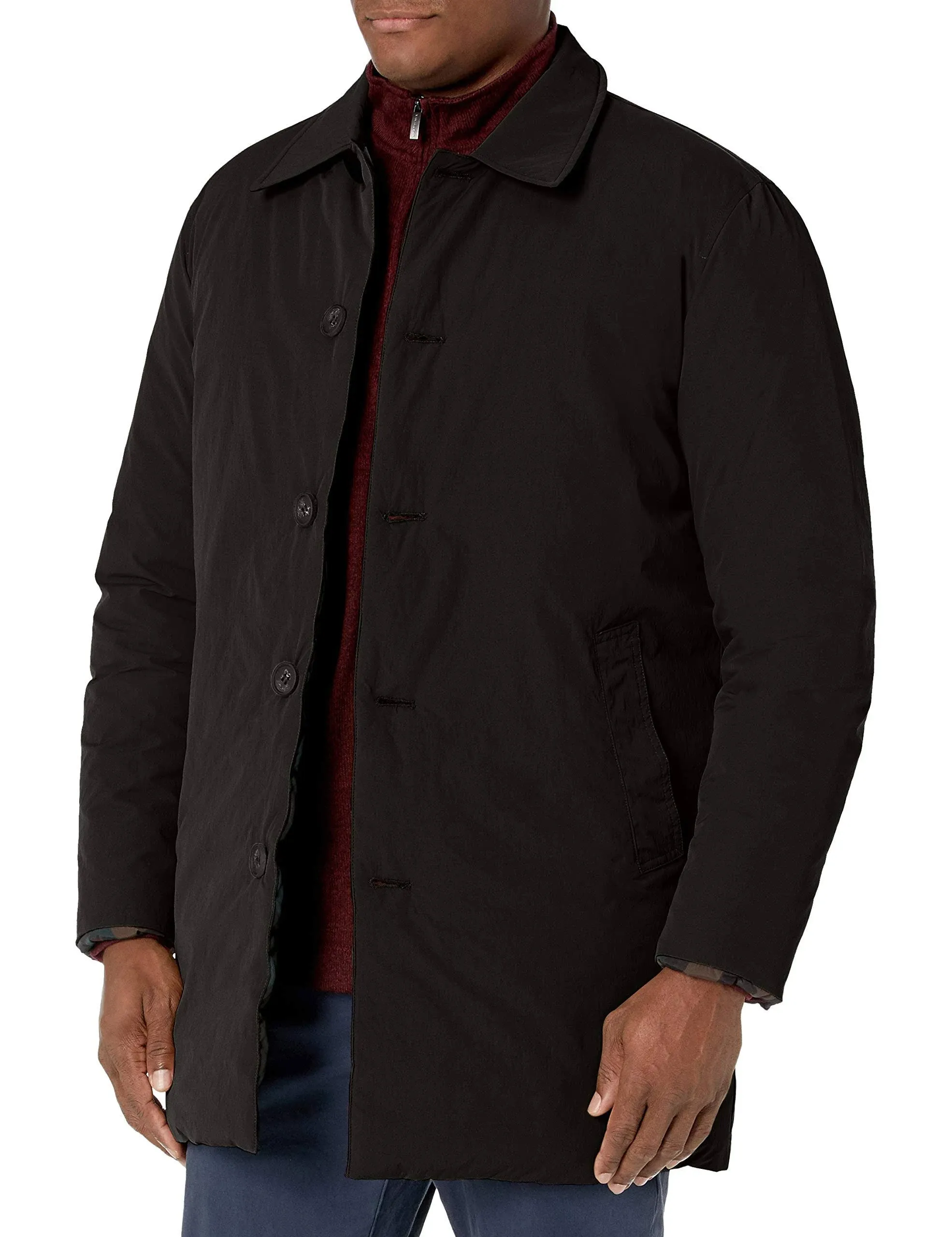 Shop Cole Haan Men's Reversible Rain Jacket In Black