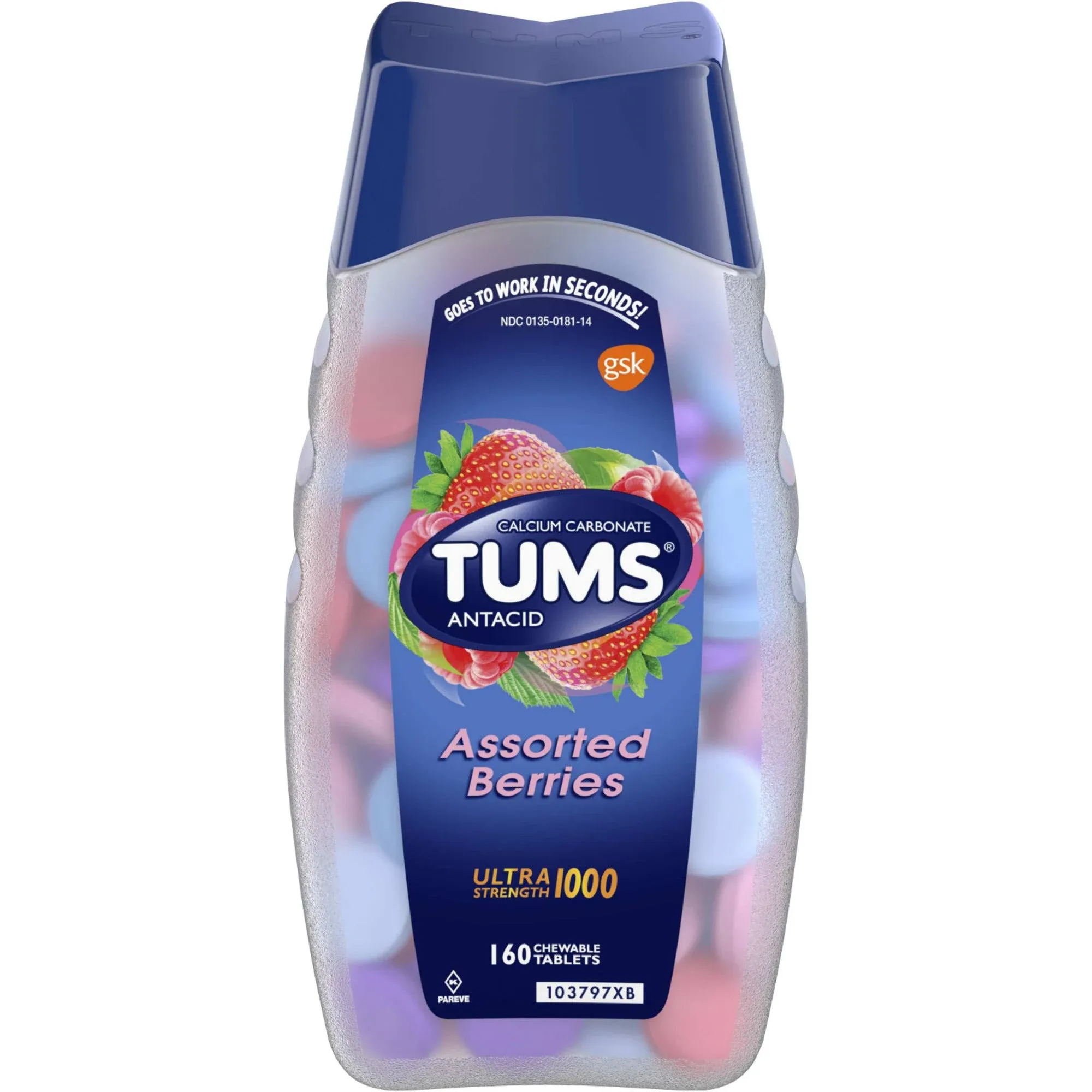 Tums Ultra 1000 Antacid, Assorted Berries, Tablets - 160 count