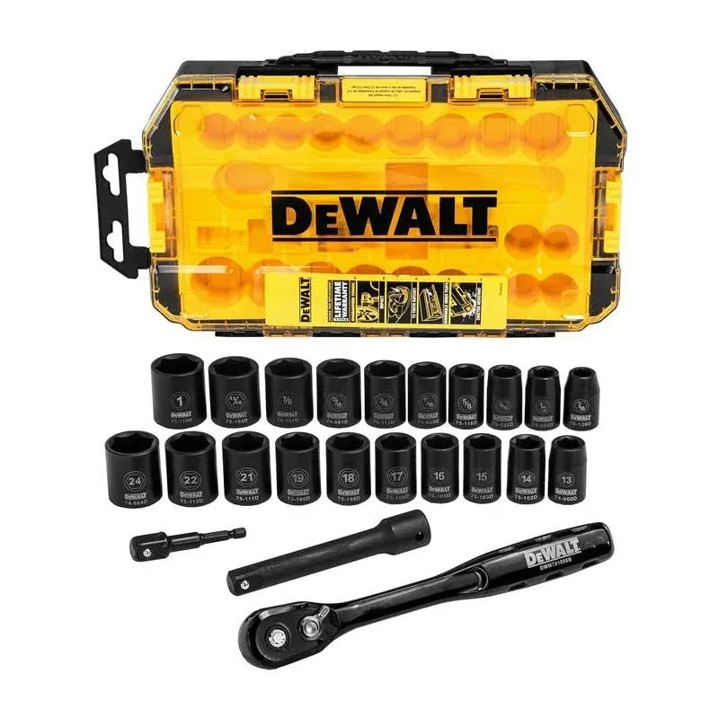 DeWALT DWMT74739 1/2-Inch Drive Combination Impact Socket Set - 23pc