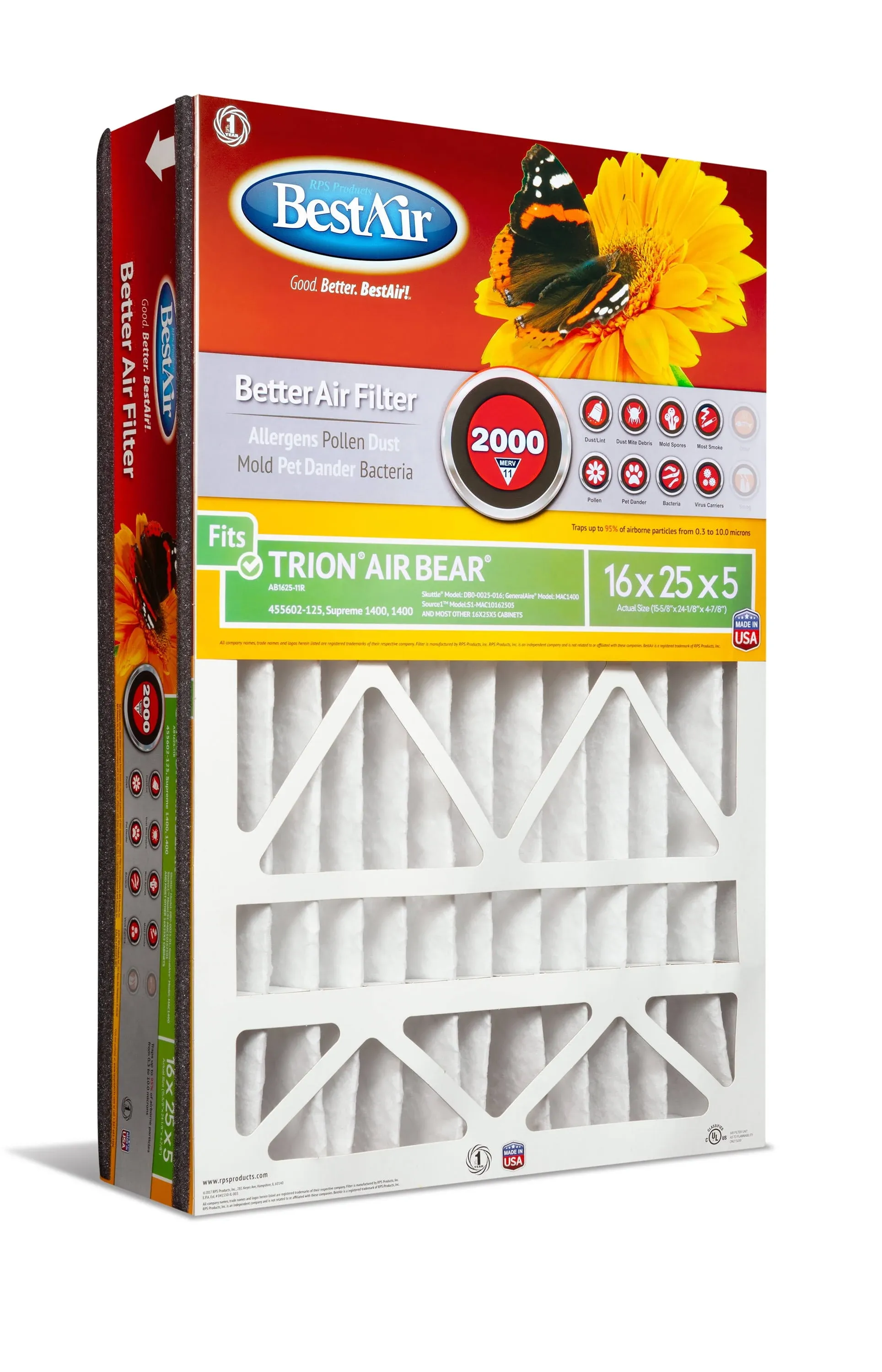 BestAir Trion Air Bear MERV 11 Furnace Filter 16 in. x 25 in. x 5 in.