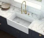 Ruvati RVL2018WL 30-Inch Fireclay Farmhouse Offset Drain Kitchen Sink Single Bowl White - Left Drain