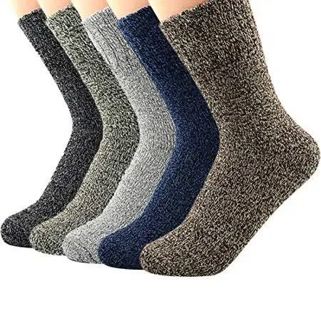 Zando Athletic Sports Knit Pattern Womens Winter Socks Crew Cut Cashmere Retro Thick Warm Soft Wool Socks