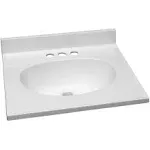 Design House  Cultured Marble Vanity Top in Solid White,19-Inch x 17-Inch