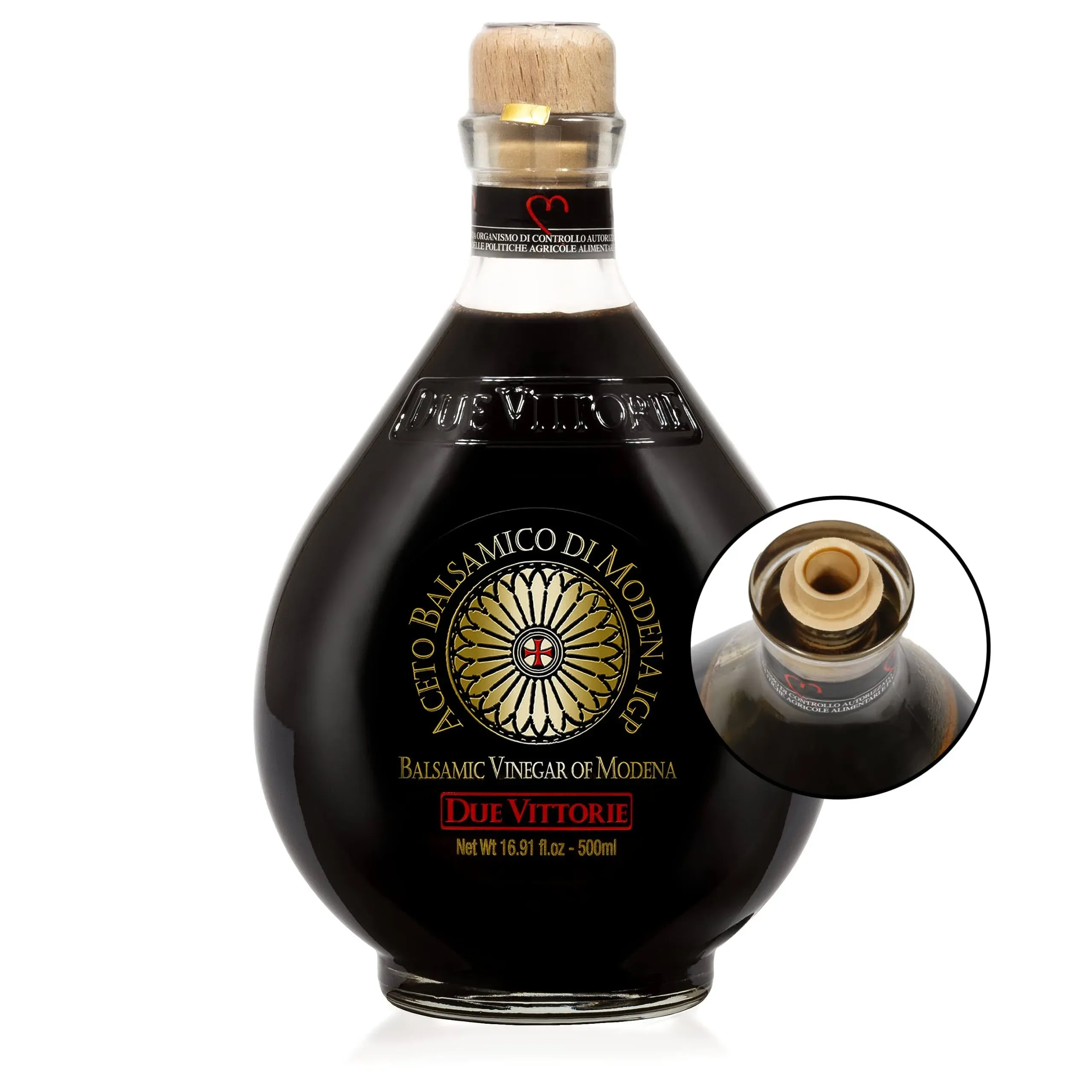 Due Vittorie Oro Gold Balsamic Vinegar of Modena.in Glass Decanter - 500ml with ...