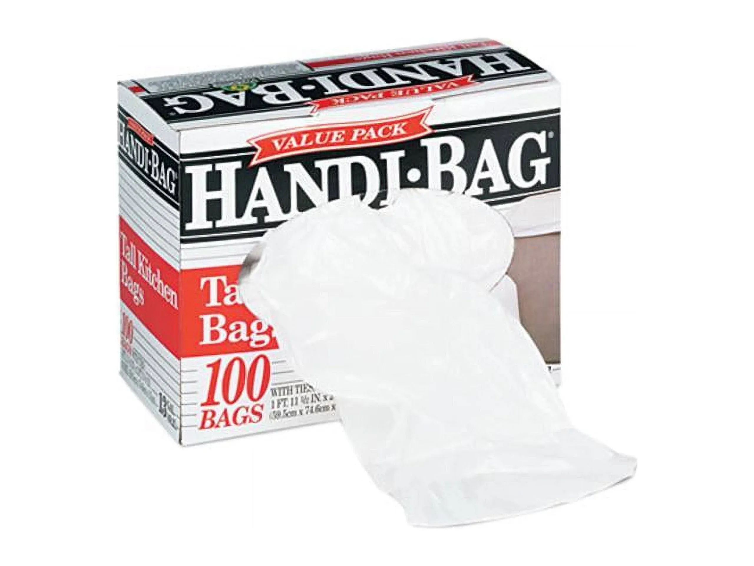 HAB6FK100CT Super Value Pack Trash Bags 13gal, 0.6mil, 23 3/4 x 28, White 100/Box, 6 BX/CT