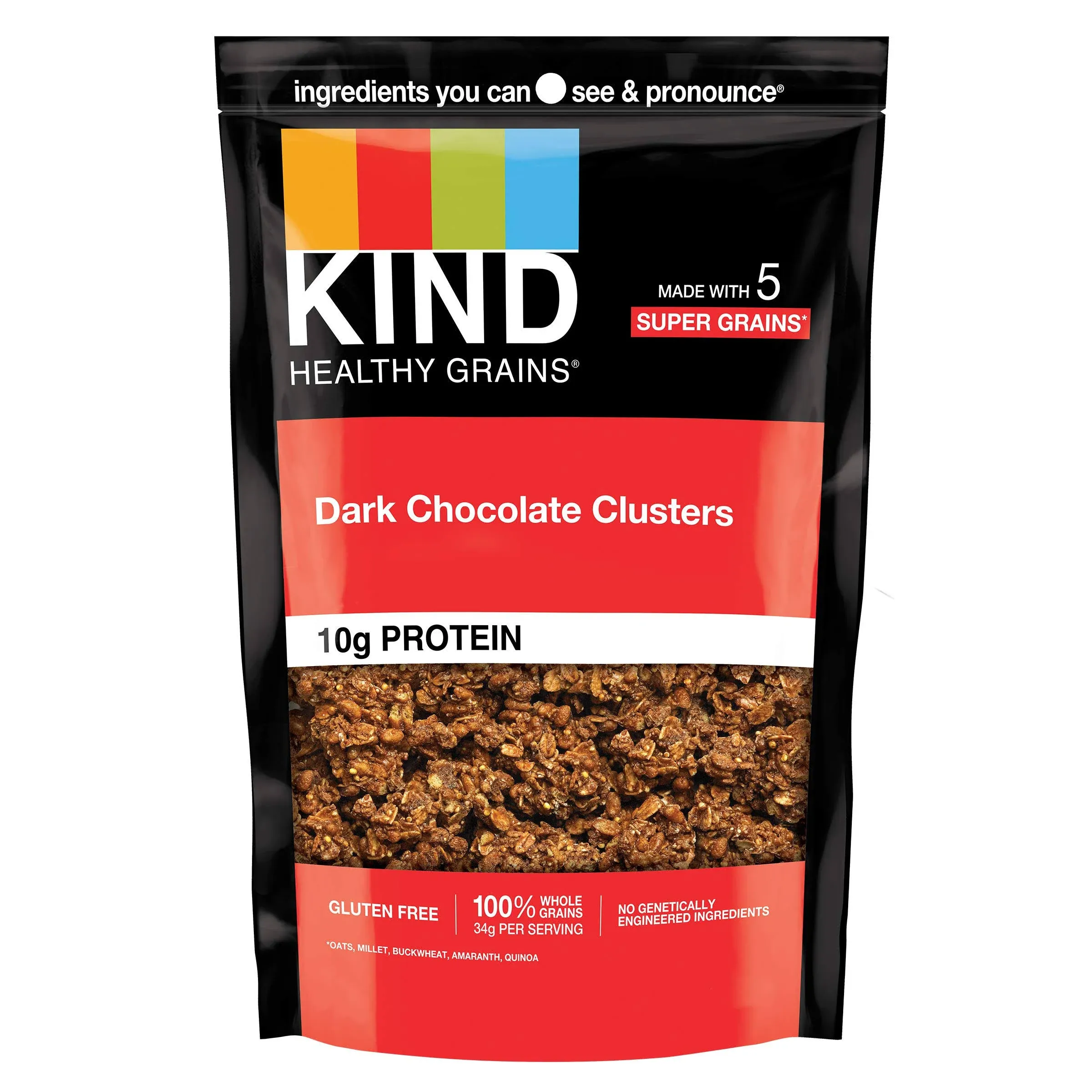 Kind Healthy Grains Clusters Dark Chocolate Granola Gluten Free 10g Protein 11 Ounce Pack of 6