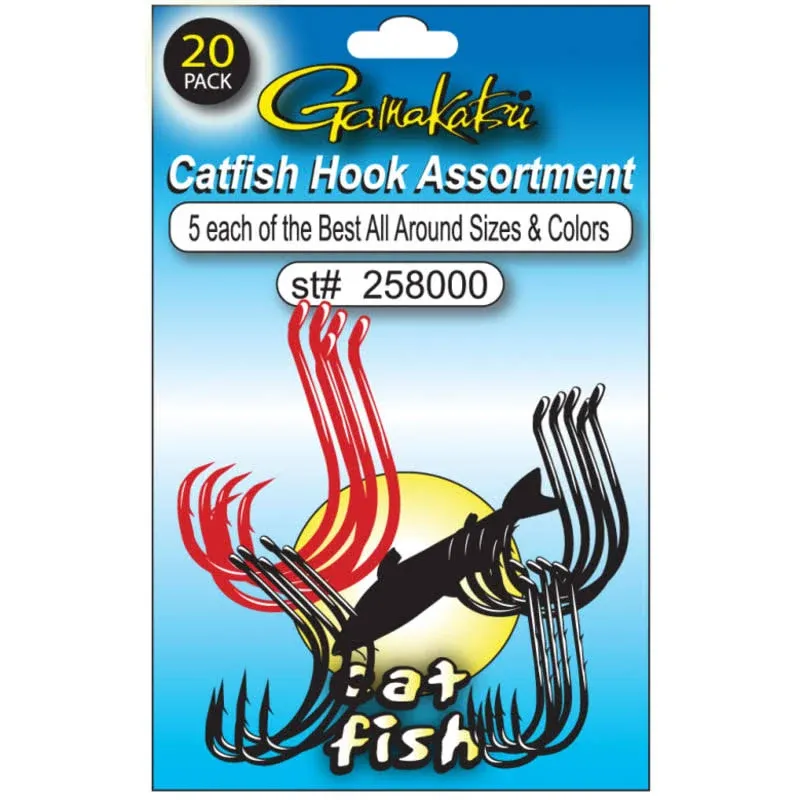 Gamakatsu Catfish Hook Assortment 20-Piece Catfish Terminal Tackle Variety Pack