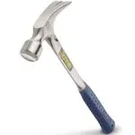 Estwing E3‐22S 22 oz Straight Claw Hammer with Smooth Face & Shock Reduction Grip, Silver