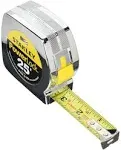 Stanley 33-425 Powerlock II Power Return Rule, 1" x 25ft, Chrome/Yellow