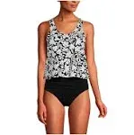 Women's Lands' End D-Cup Chlorine Resistant V-neck One Piece Faux-kini Swimsuit