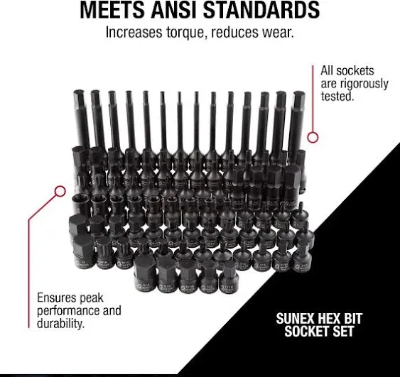 Sunex 3569 84 Piece 3/8" Dr. Master Hex Bit Impact Socket Set