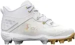 Under Armour Boy's Harper 8 Mid RM Jr. White/Grey Baseball Cleats