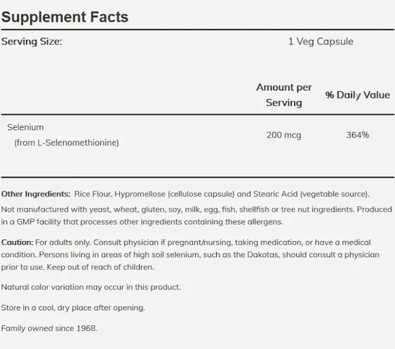 Now Foods, Selenium 200 mcg - 90 Veg Capsules