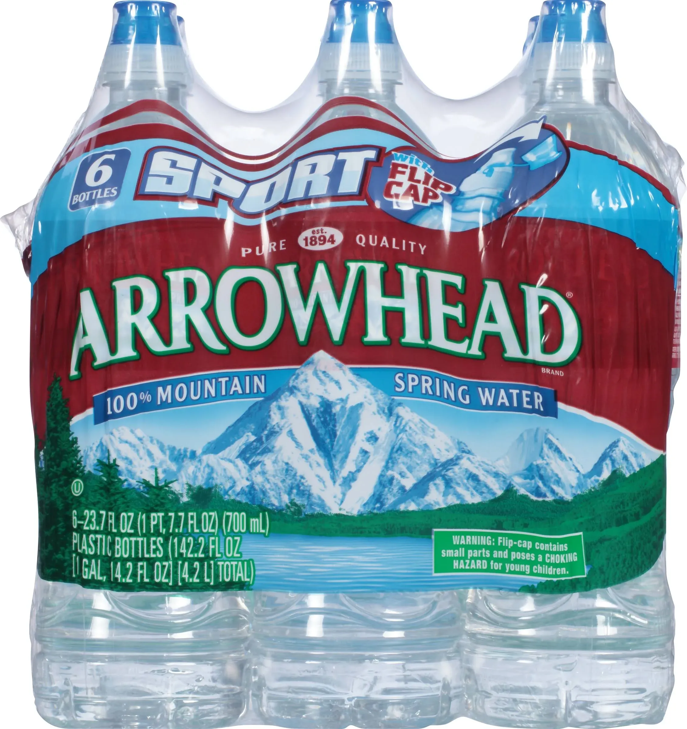 Arrowhead Water, Sport, 100% Mountain Spring, 6-Packs - 24 pack, 23.7 oz bottles