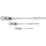 Gearwrench 81276T 3 Pc. 1/4" 3/8" & 1/2" Drive 90-Tooth Locking Flex Head Teardrop Ratchet Set