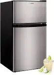 Upstreman 3.2 Cu.ft Mini Fridge with Freezer, Double Door Mini Refrigerator