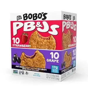 Bobo's Peanut Butter and Jelly Oat Snack Variety Pack, 10 Grape Flavored, 10 Strawberry Flavored, Healthy Everyday Snack