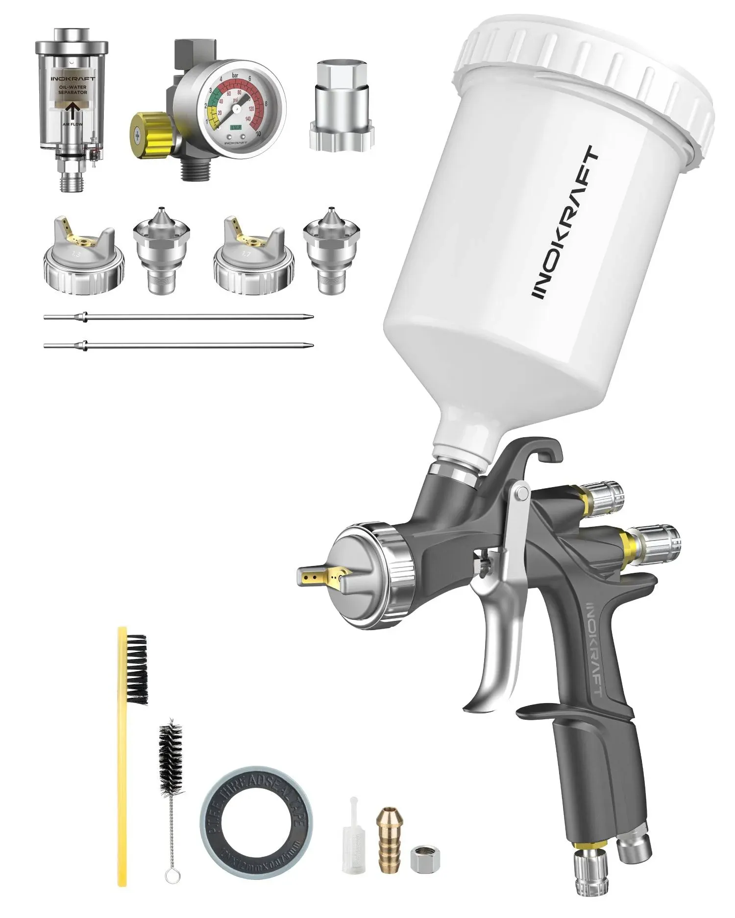 InoKraft D1 LVLP Air Spray Gun Premium Kit