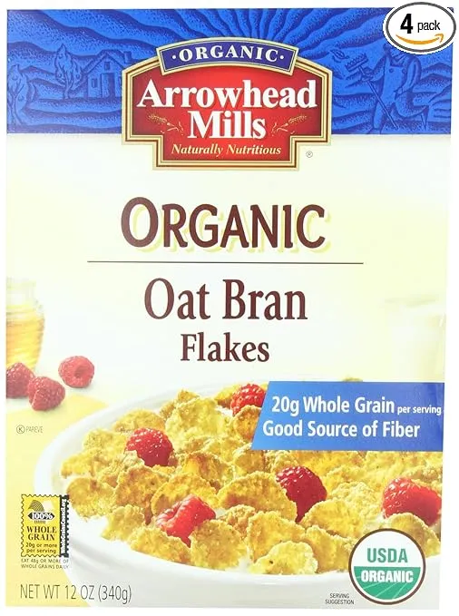 Arrowhead Mills Organic Cereal, Oat Bran Flakes, 12 oz. (Pack of 4)