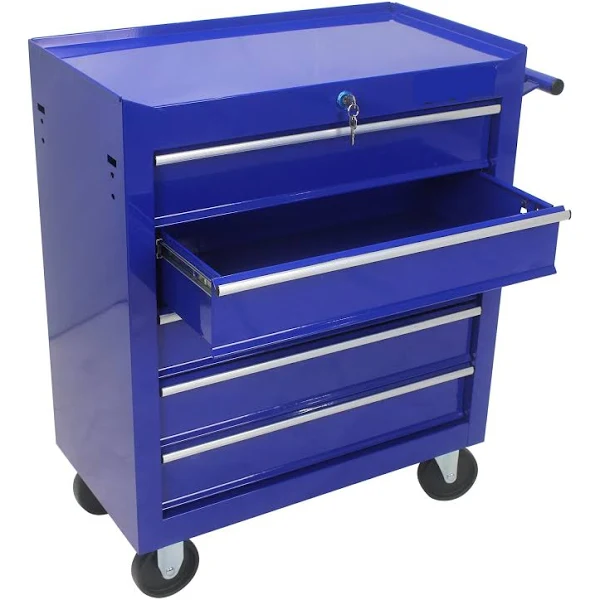 Blue Rolling Tool Cart with 5 Drawers,Tool Chest,Tools Box with Wheels,Tool Cabinets On Wheels for Garage Warehouse Workshop