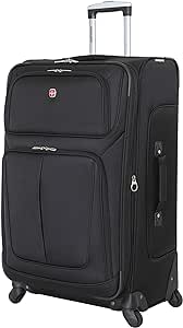 SwissGear Sion Softside Expandable Luggage, Black, Checked-Large 29-Inch