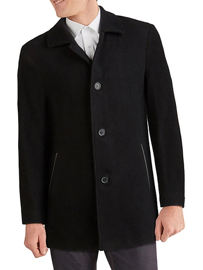 Men's Melton Classic-fit Topcoat In Black