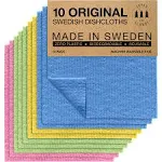 SUPERSCANDI Swedish Dish Clothes 10 Pack of Assorted Colors Reusable Compostable Kitchen Cloth Made in Sweden Cellulose Sponge Dish Cloths for Washing