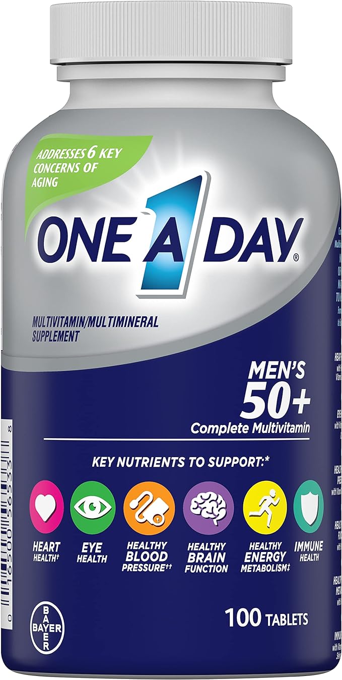 One-A-Day, Men's 50+, Complete Multivitamin/Multimineral Supplement, 100 Tablets