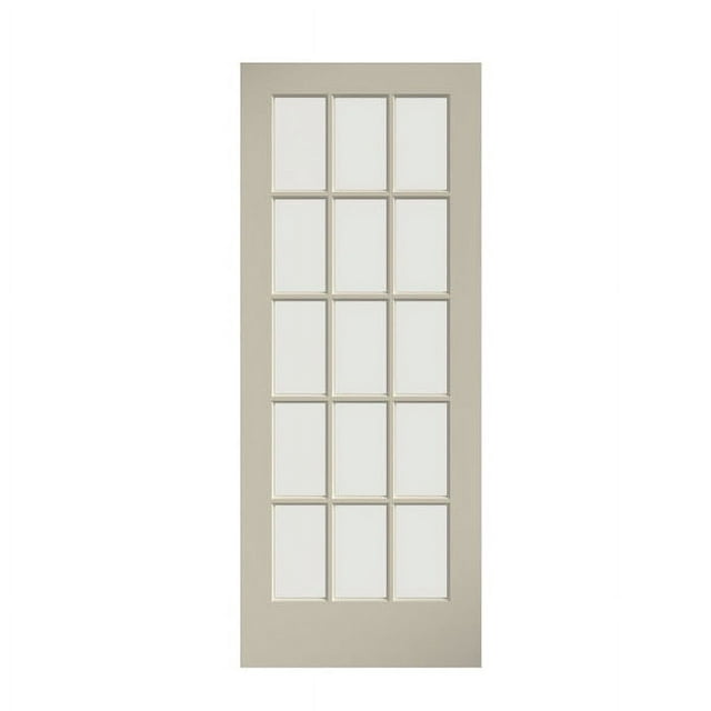 EightDoors 80-in White Clear Glass 15-lite Prefinished Pine Wood Interior French Door