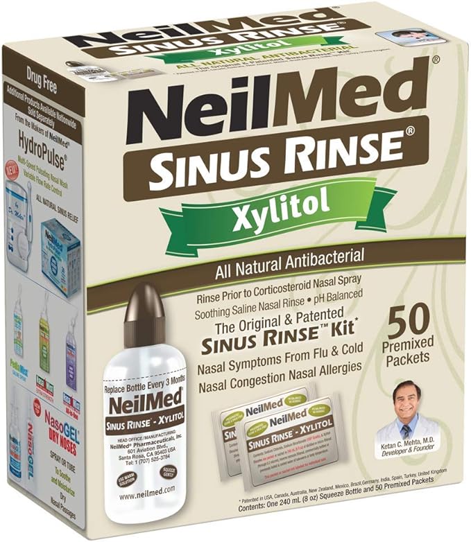 NeilMed Sinus Rinse Kit with Xylitol, 50 Count (Pack of 1)