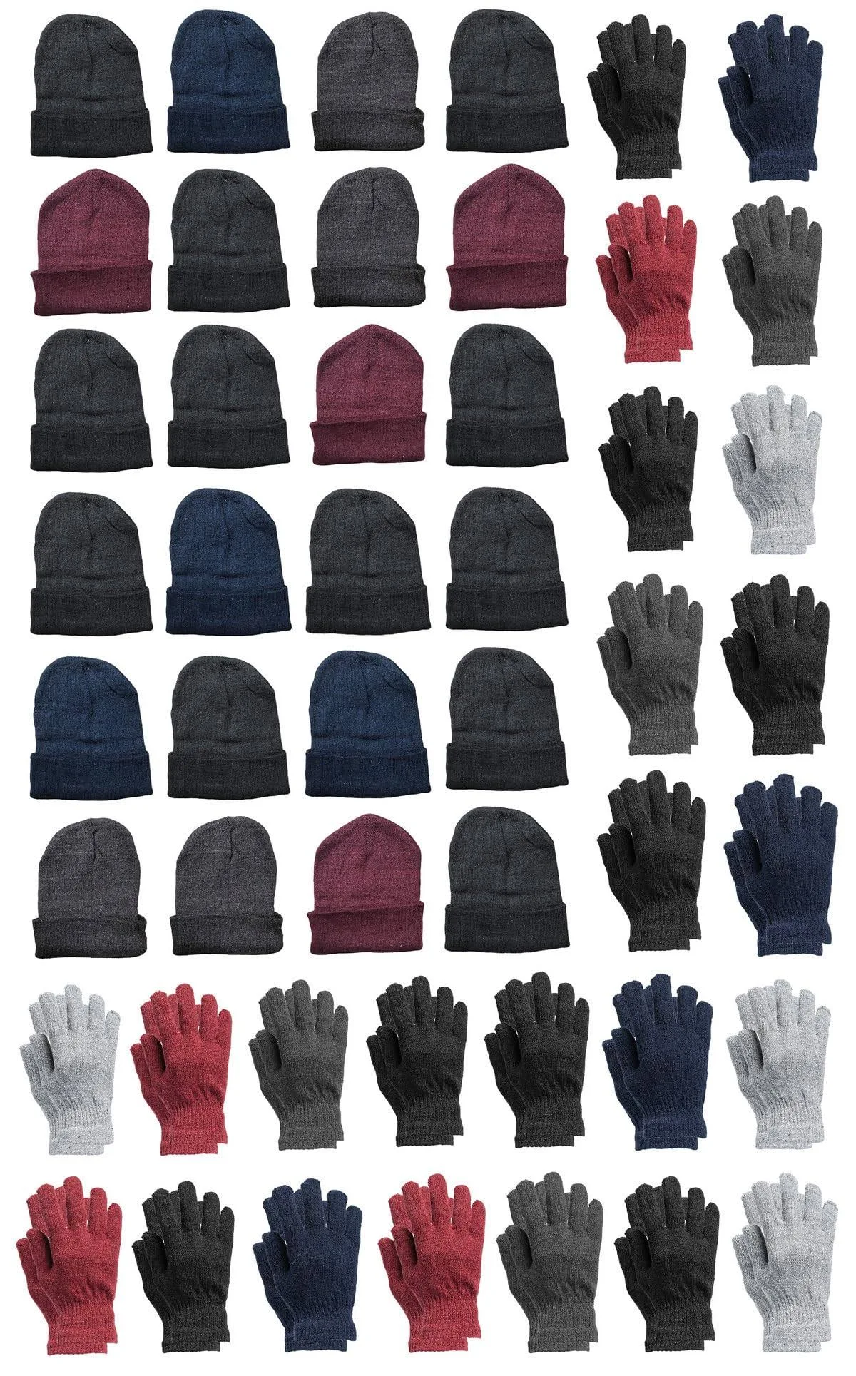 Yacht & Smith 48 Pack Wholesale Bulk Winter Thermal Beanies Skull Caps, Thermal ...