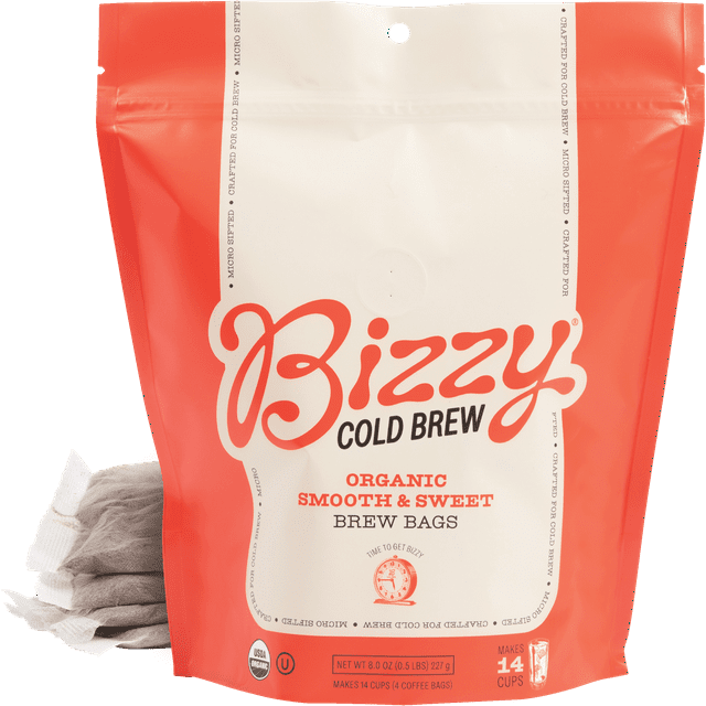 Bizzy Organic Smooth & Sweet Cold Brew Coffee Bags - 4 ct