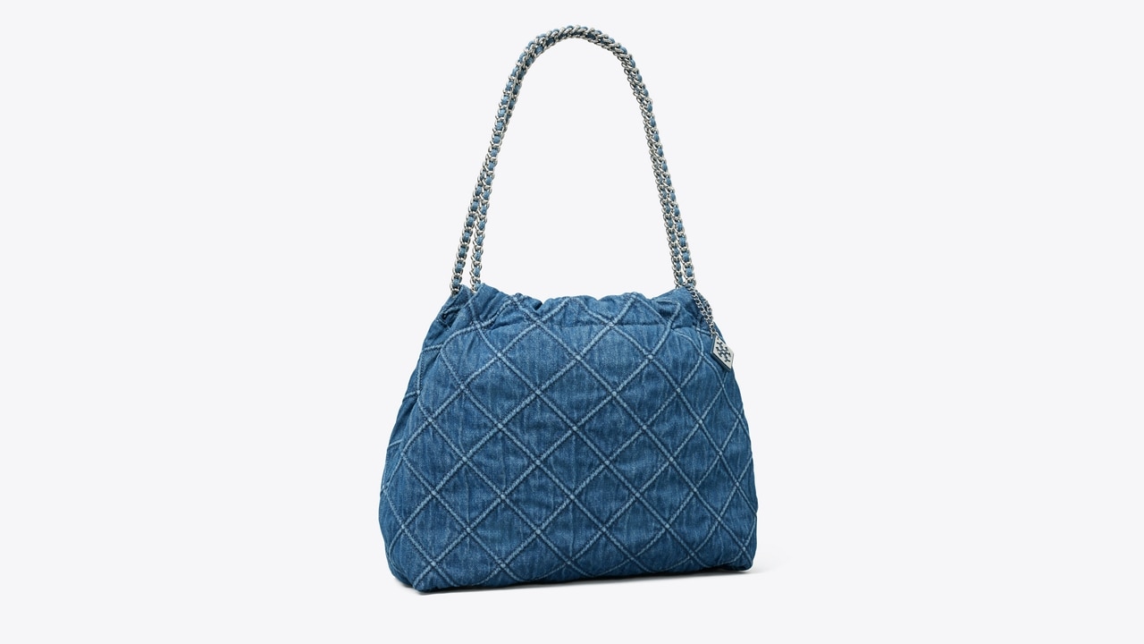 Tory Burch Fleming Soft Denim Drawstring Hobo