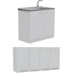 Home Square 2-Piece Set with Utility Sink with Cabinet and Wall Cabinet in White