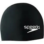 Speedo Elastomeric Silicone Solid Swim Cap, Black