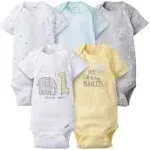 Gerber baby-girls 5-Pack Short Sleeve Variety Onesies Bodysuits