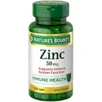 Nature's Bounty Zinc 50 mg Caplets, Unflavored, 100 Count, Pack of 2