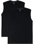 Fruit of The Loom Men's Eversoft Cotton Sleeveless T Shirts, Breathable & Moisture Wicking with Odor Control, Sizes S-4x, Muscle-2 Pack-Black, Me