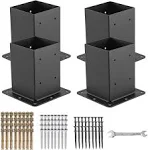 AXWHYS 4x4 Post Base 4 Pcs, (Inner Size 3.6x3.6) Post Anchors, 13GA Thick Solid Steel &amp; Black Powder Coated,Deck Post Brackets Support Deck Base