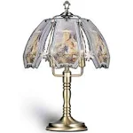 Ore International K301-A Glass Lighthouse Scene Touch Lamp, 23.5" H, Antique Brass