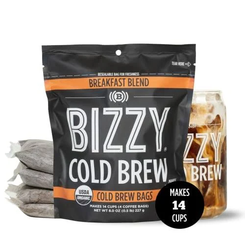 Bizzy Coffee, Cold Brew Bags, Breakfast Blend - 4 coffee bags, 8.0 oz