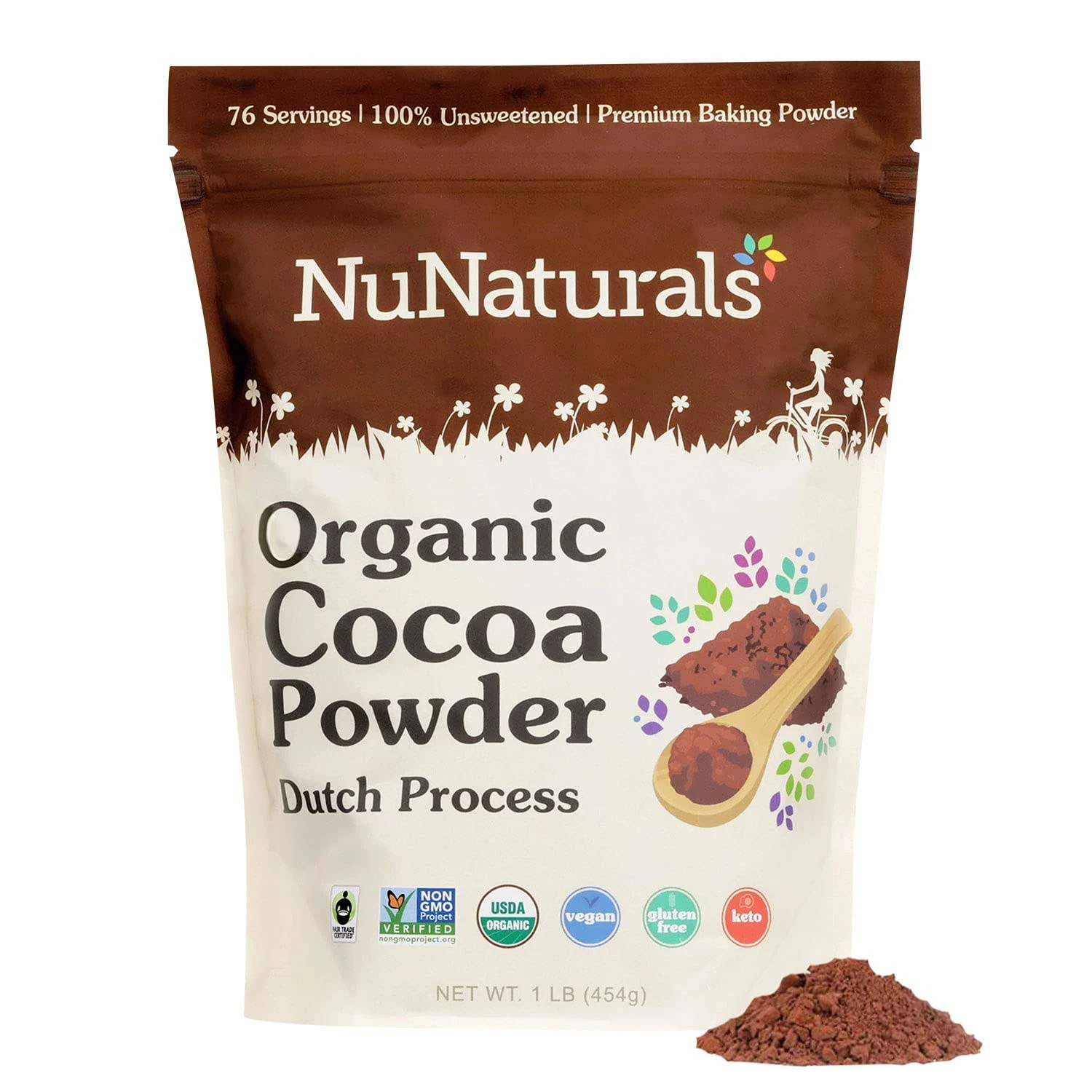 NuNaturals, Organic Cocoa Dutch Process Powder, 1 LB (454 g)