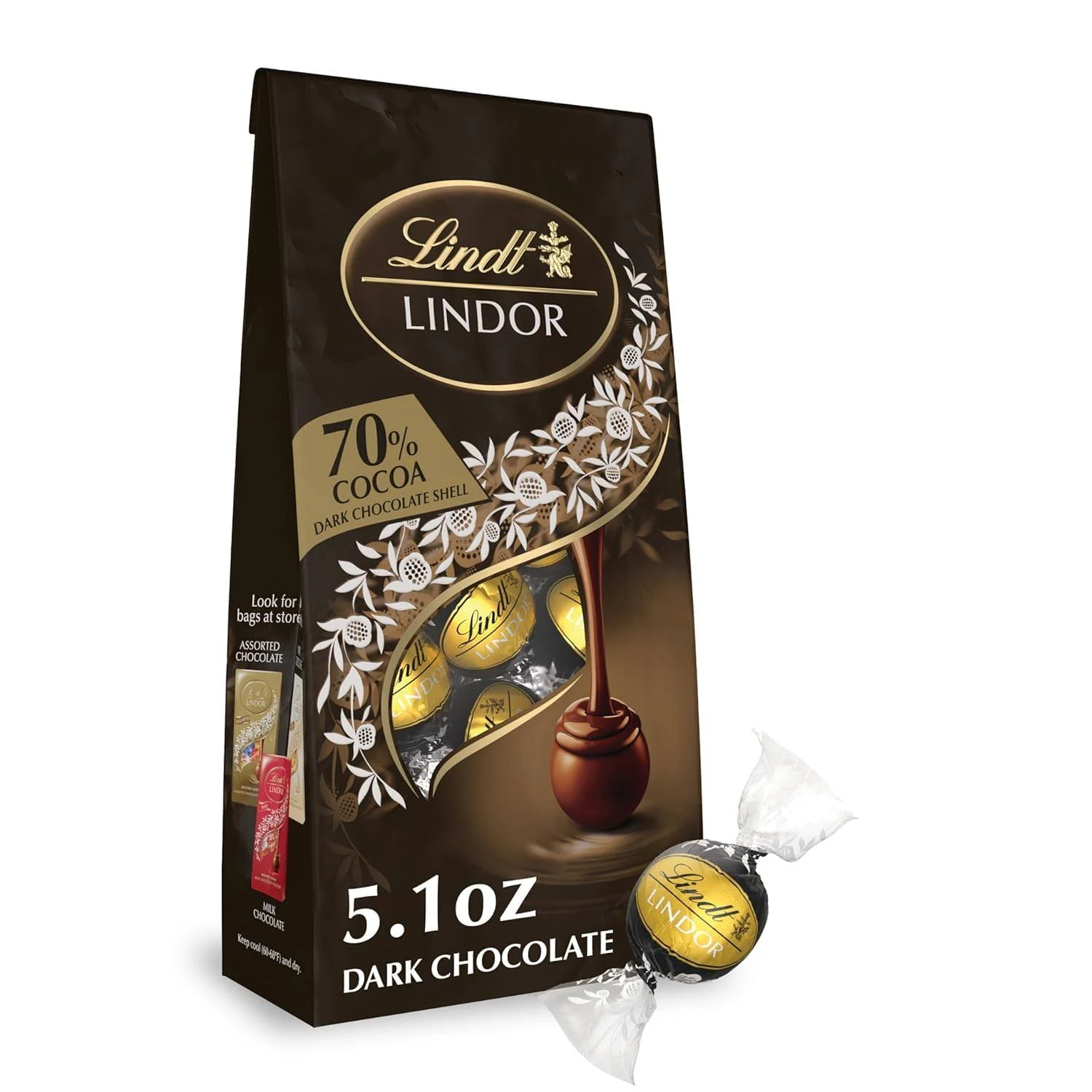 Lindt Lindor Truffles, Extra Dark Chocolate - 5.1 oz Bag