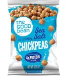 The Good Bean Crunchy Chickpeas - Sea Salt - (50 Pack) 0.75 oz Bag - Roasted Chickpea Beans - Vegan Snack with Good Source of Plant Protein and Fiber