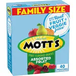 Mott's Fruit Flavored Snacks, Assorted Fruit, Family Pack - 40 pack, 0.8 oz pouches