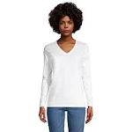 Lands' End Women's Relaxed Supima Cotton Long Sleeve V-Neck T-Shirt - Small - Radiant Navy