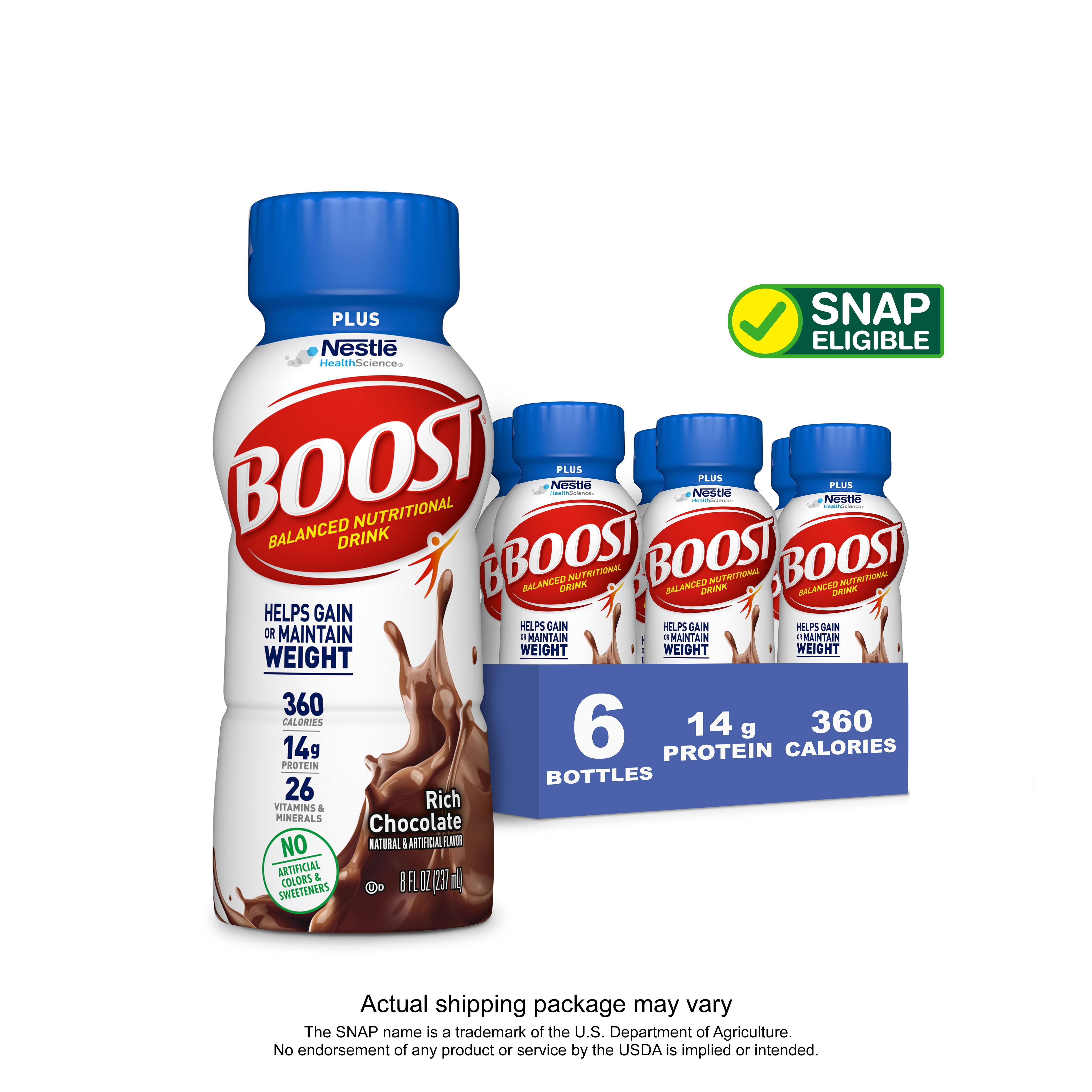 Boost Plus Complete Nutritional Drink Rich Chocolate, 8 fl oz, 6 PK