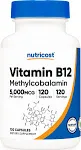 Nutricost Vitamin B12 (Methylcobalamin) 5000mcg, 120 Capsules - Vegetarian Caps, Non-GMO, Gluten Free B12 Supplement